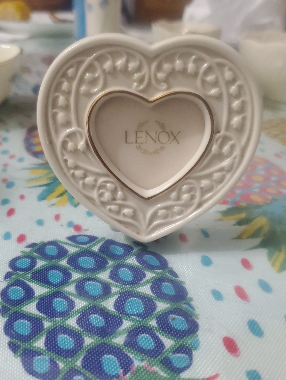 Lenox Cream Heart-Shaped Porcelain Frame with Gold Accent 3 in 1/2 picture